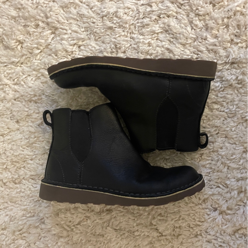 L.L. Bean Black Ankle Boots with Brown Sole